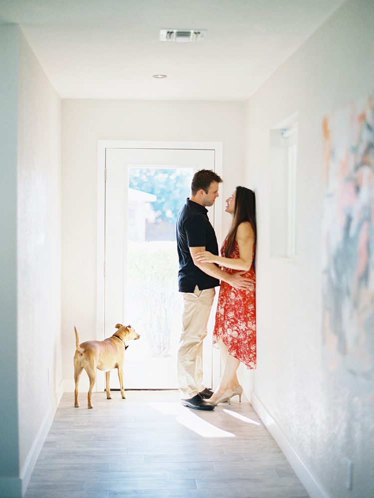 engagement photo shoot at home
