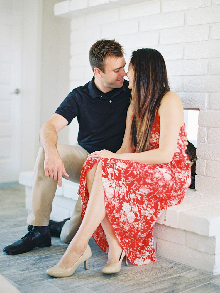 engagement photo shoot at home