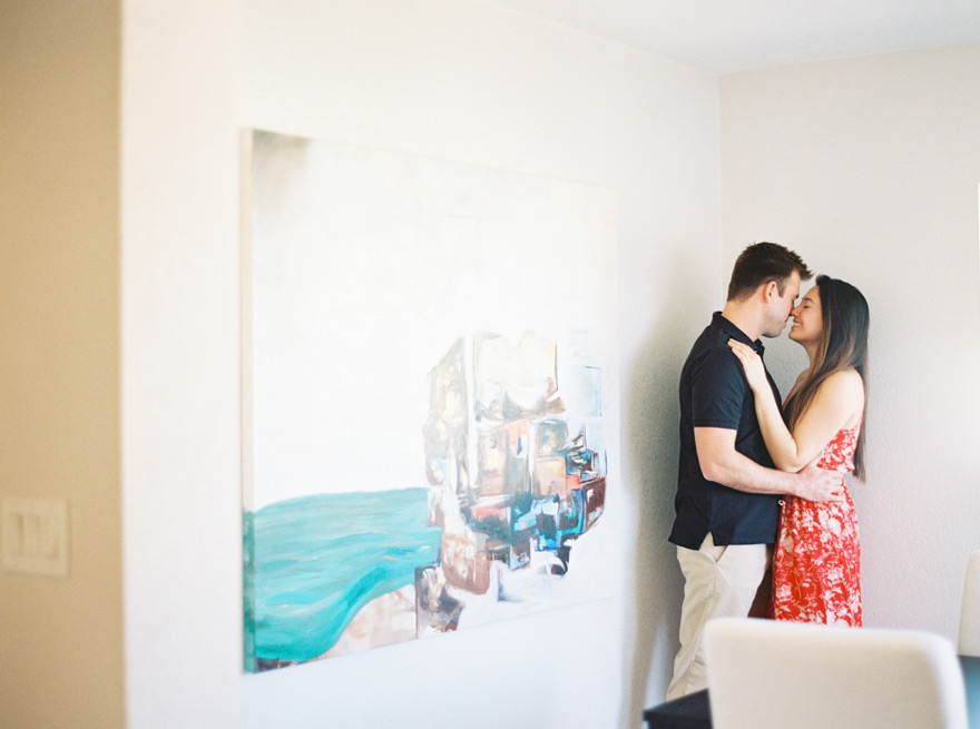 engagement photo shoot at home