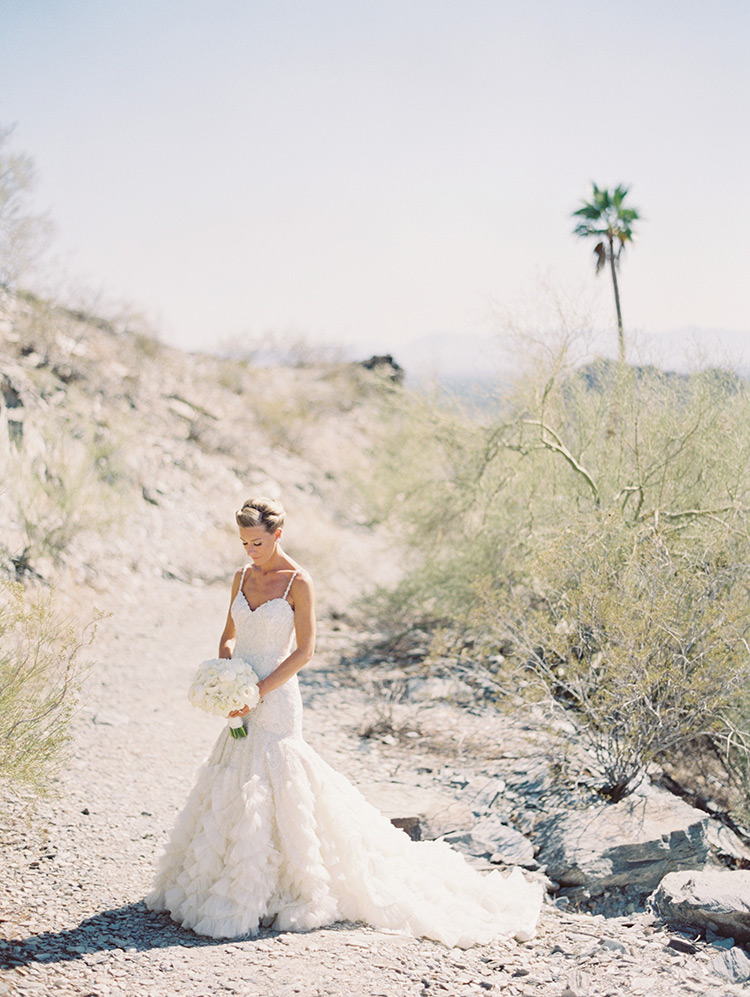 beaded wedding gown from Enaura & elegant updo