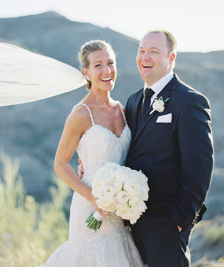 laughing wedding portrait Phoenix desert