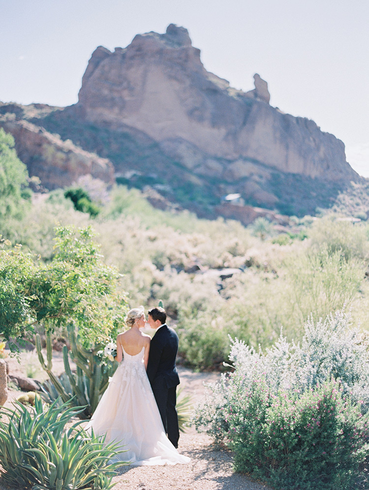 bride & groom in the desert at Sanctuary on Camelback
