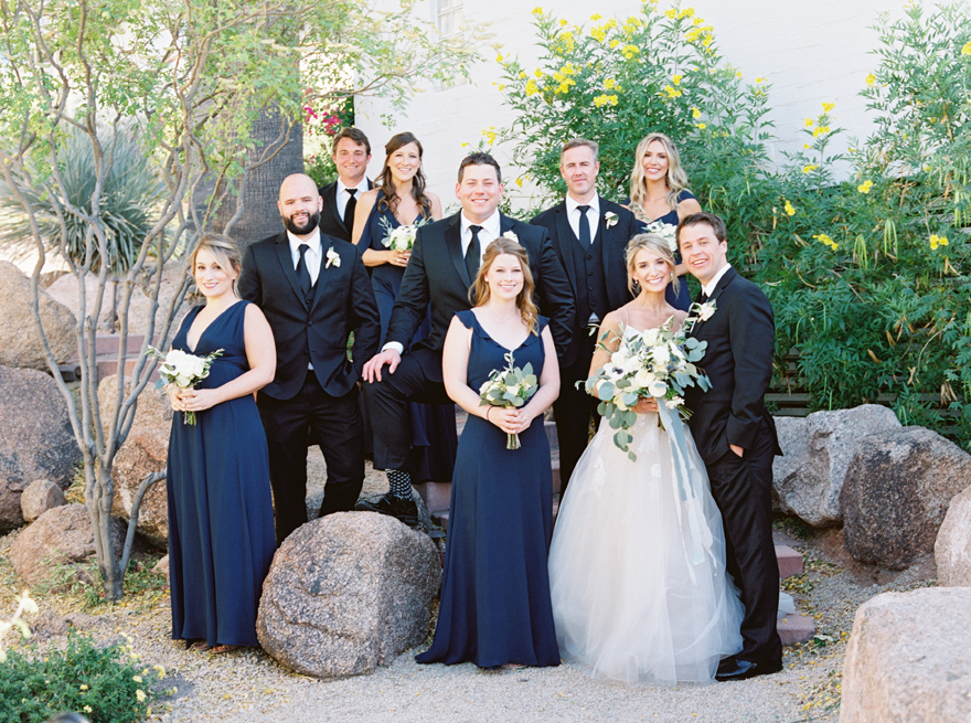 bridal party in royal blue
