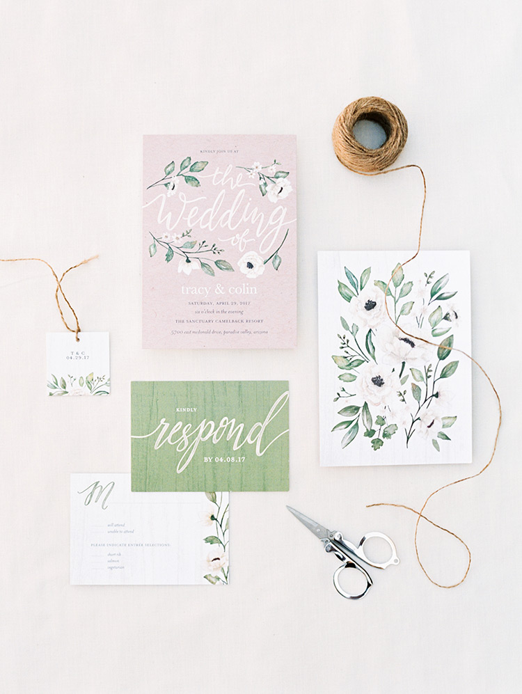 charming wedding invitation with floral details