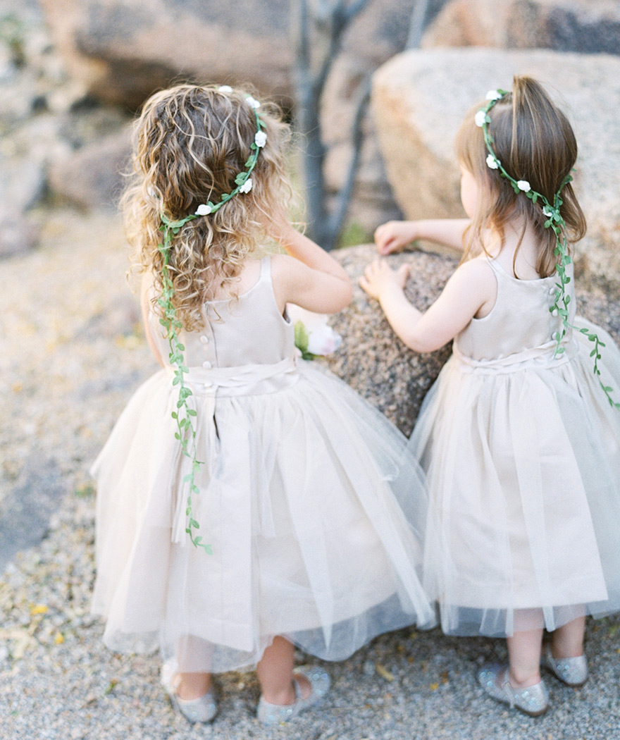 flower girls in satin & tulle