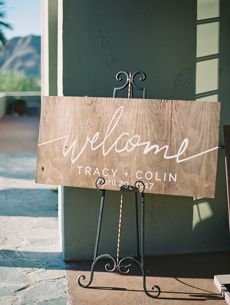 elegant wooden sign at wedding