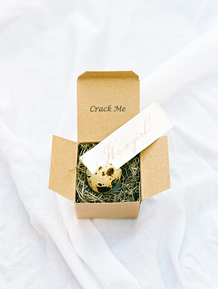 Baby gender reveal in an eggshell