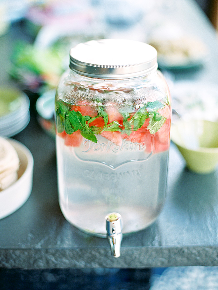 Rustic container of fruit-infused water