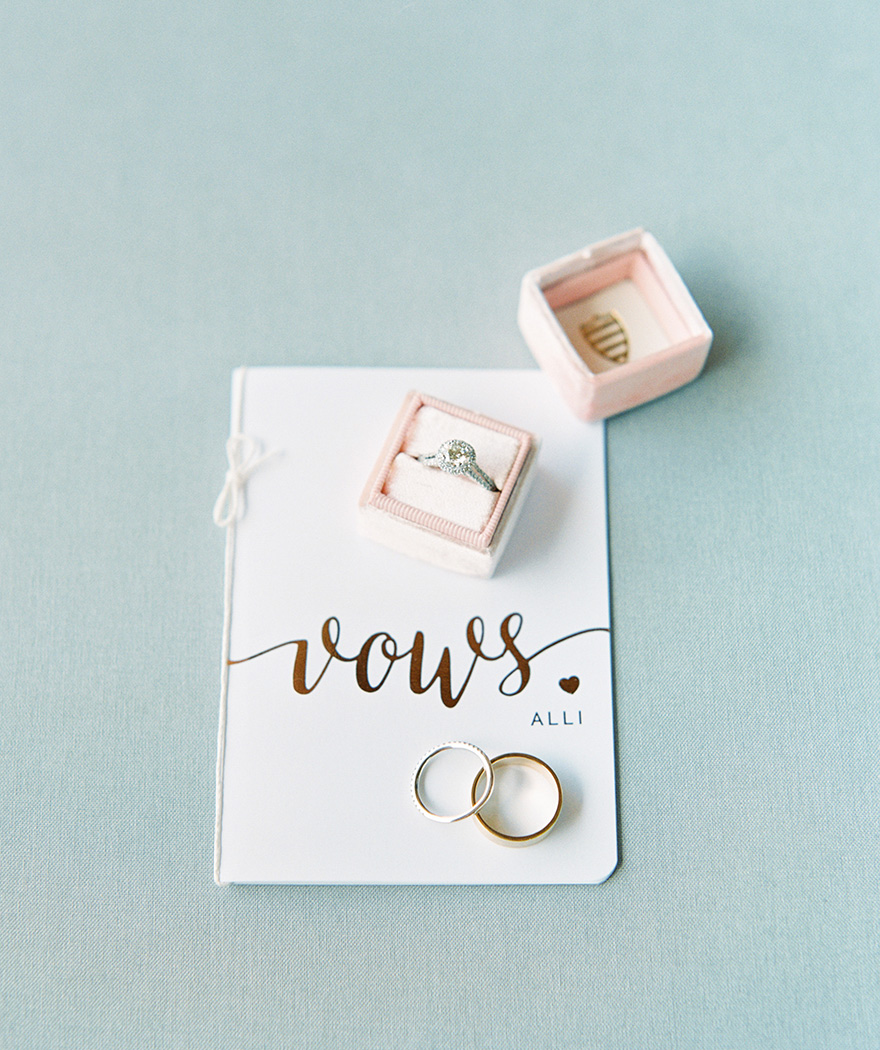 dazzling engagement ring with vows for the wedding