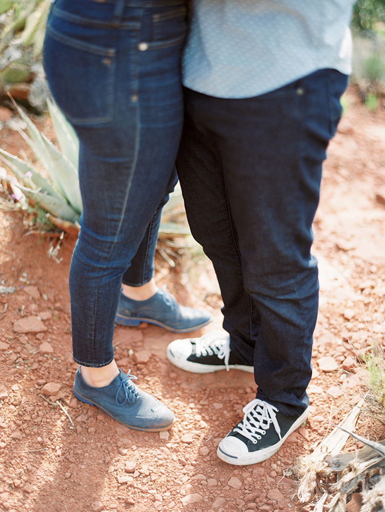 blue suede shoes for her and Converse for him