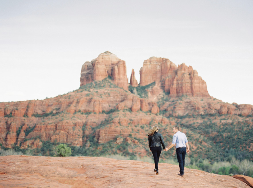 Sedona engagement shoot with Cathedral Rock in the background
