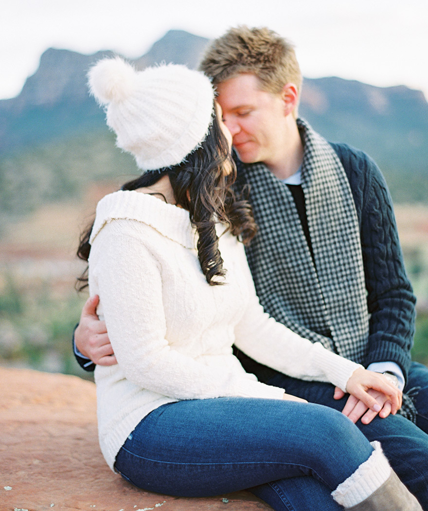 winter hat for engagement photos
