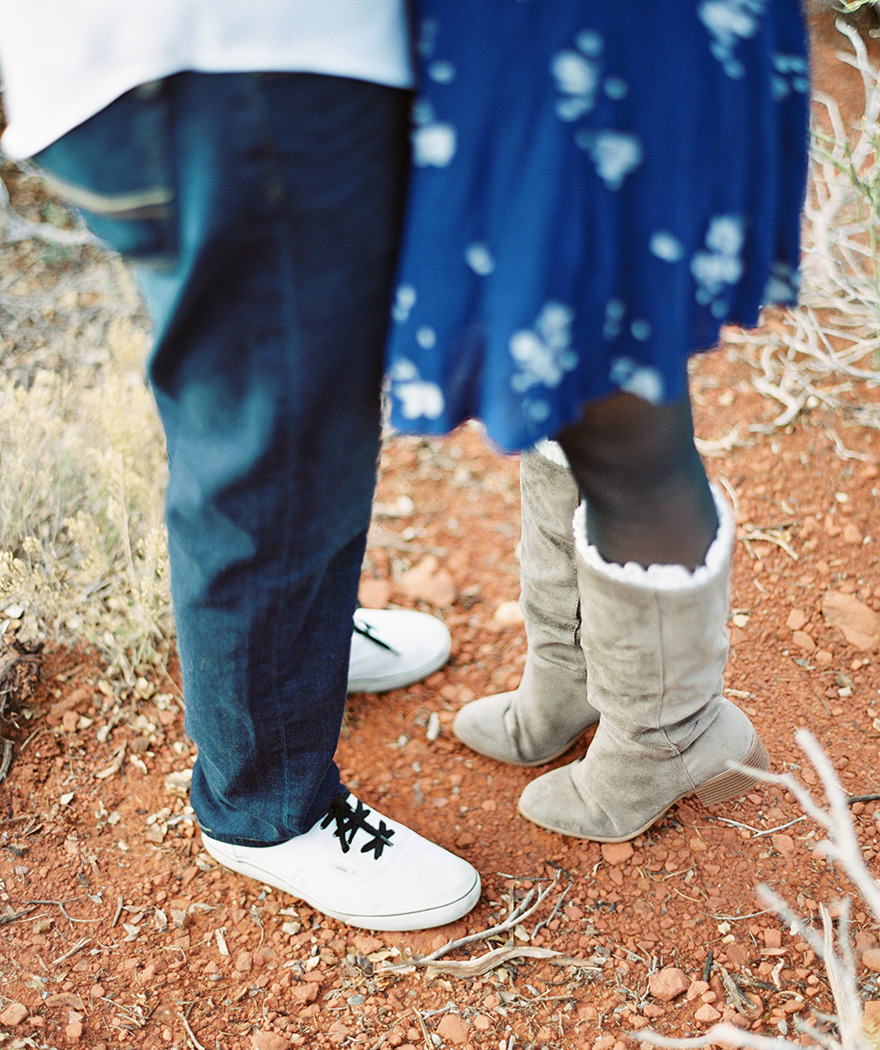 boots and a dress for a winter engagement shoot