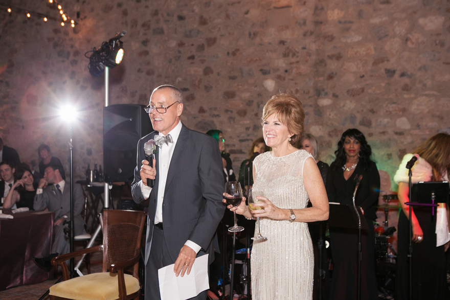 Toast by the parents of the bride. Wedding reception