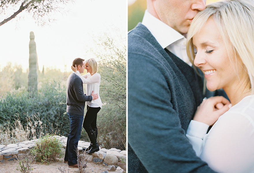 Sweet moment for a soon to be bride and groom photo shoot in outdoor nature setting