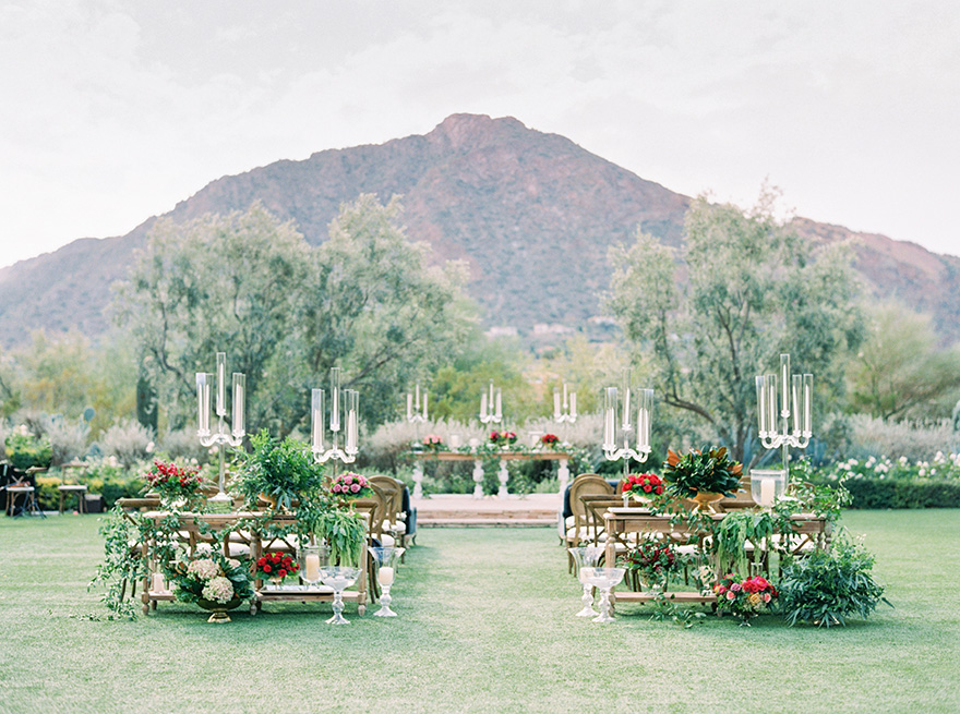 eclectic outdoor wedding ceremony at El Chorro in Phoenix