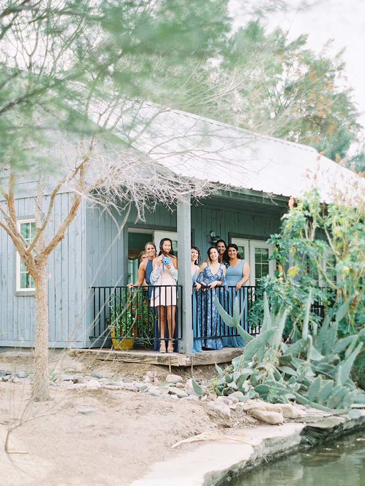 mismatched bridesmaids in blue