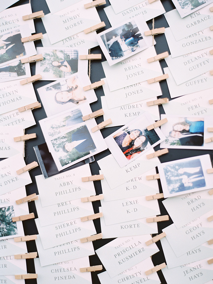 escort cards with Polaroid photos