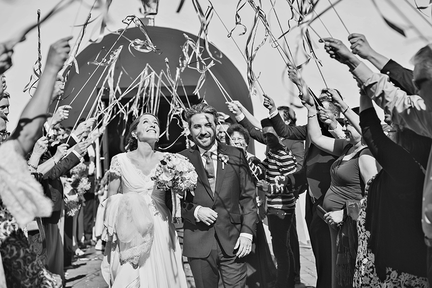 ribbon-wand celebration as the bride & groom exit