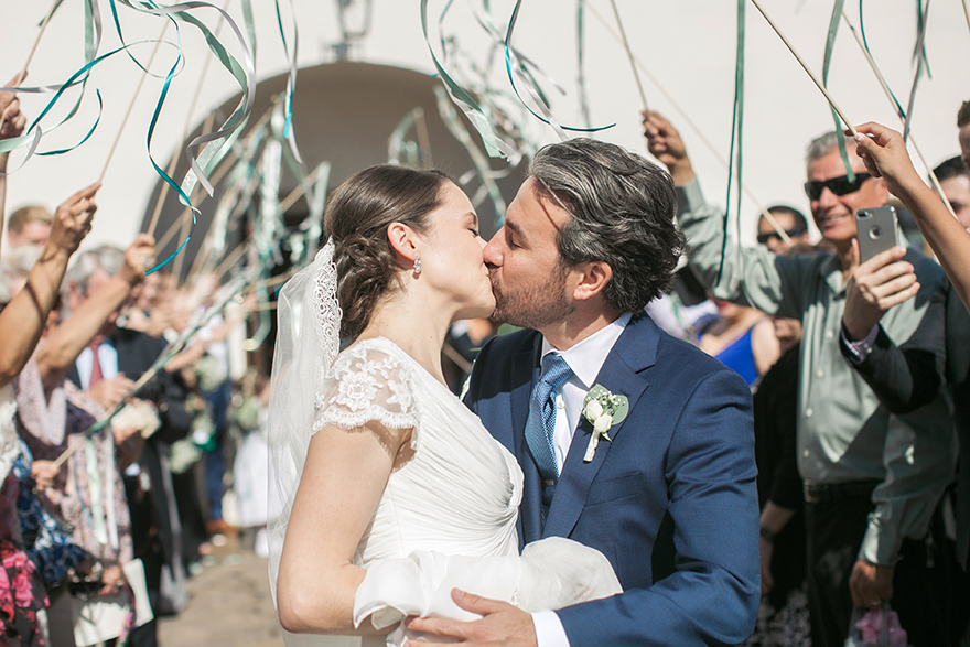 ribbon-wand celebration as the bride & groom exit